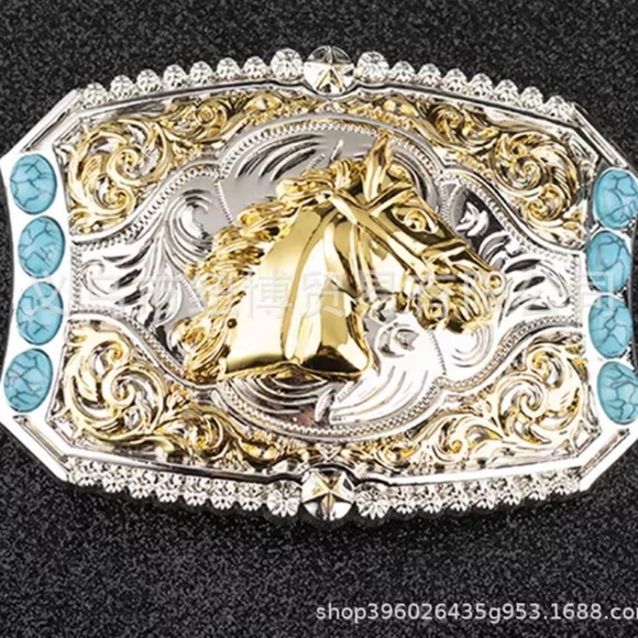 Western Longhorn Steer Bull Or Horse turquoise Silver Belt Buckle See  Choices - Picture 2 of 11